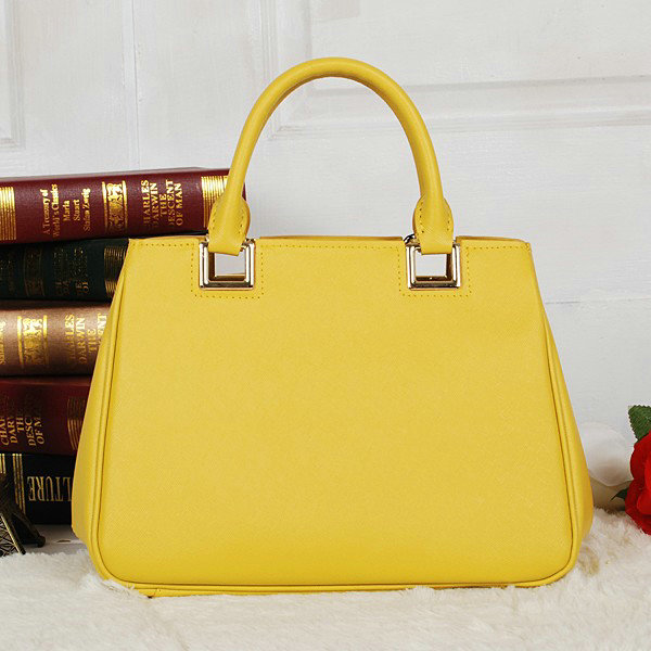 2014 Prada saffiano calfskin tote BN2245 lemonyellow